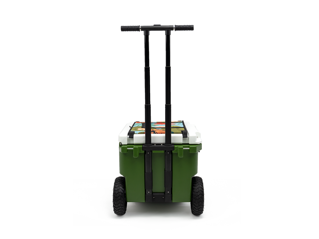 Aloha RollR 45 with Aloha RovR LandR Bin pictured from the handle side with bin collapsed. Original retail price $439.99 now $417.99.