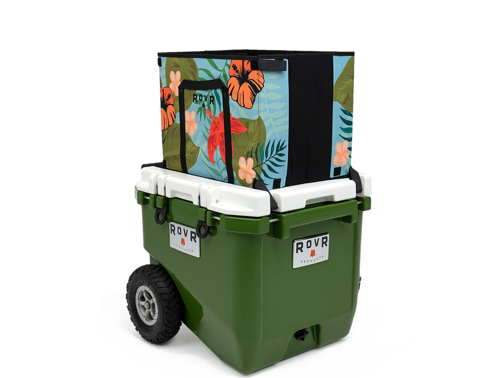 Aloha RollR 45 with Aloha RovR LandR Bin pictured from an angle with bin up. Original retail price $439.99 now $417.99.